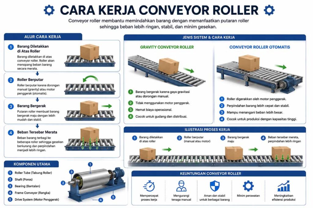 cara kerja conveyor roller